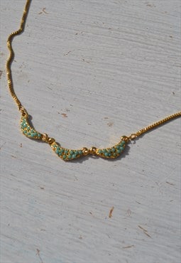 Deadstock gold/blue chic chain necklace.
