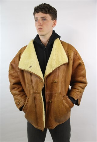 VINTAGE LEATHER SHEEPSKIN LINED JACKET