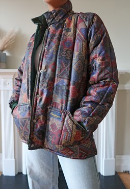 Vintage 80's puffer jacket with aztec print in Mulit.