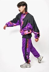 90s abstract shell suit purple multi coloured mens Vintage