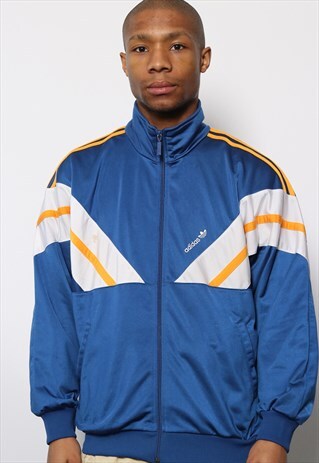 VINTAGE ADIDAS 3 STRIPE LOGO TRACK TOP JACKET BLUE