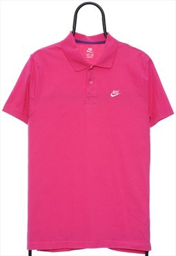 Vintage Nike Logo Pink Polo Shirt Mens