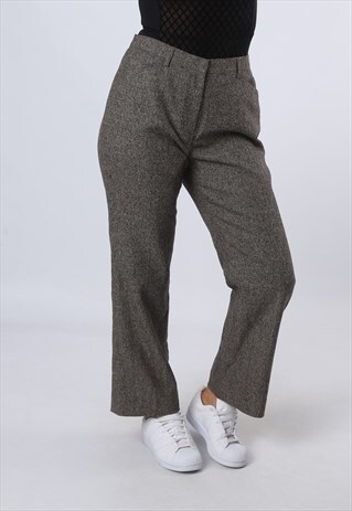 HIGH WAISTED WOOL TROUSERS UK 14 (GKBD)