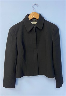 Black Jacket Wool Cropped Button Smart 