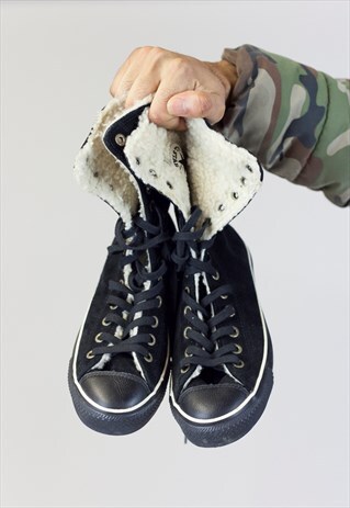 VINTAGE CONVERSE SUEDE FUR-LINED TRAINERS