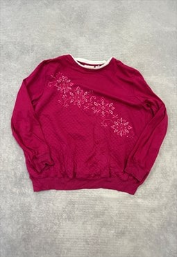 Vintage Sweatshirt Embroidered Gems Patterned Jumper