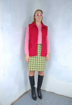 Vintage y2k rave bright mesh puffer gilet vest in hot red