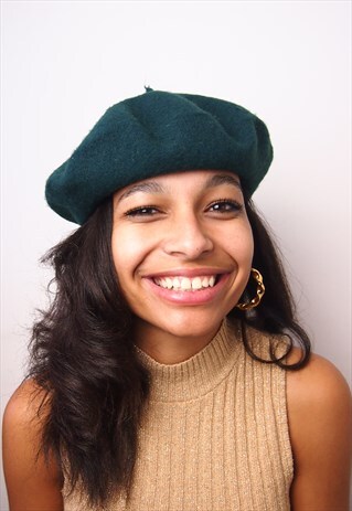 DARK TEAL WOOL BERET