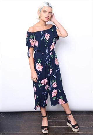 FLORAL PRINT CROPPED JUMPSUIT