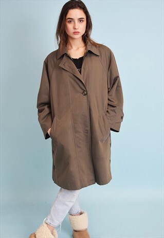 70'S RETRO OVERSIZED MINIMALIST KHAKI GREEN PARKA COAT