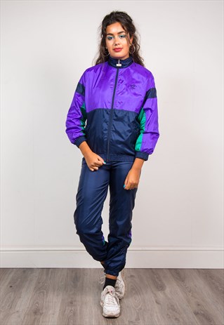 VINTAGE 90'S BLUE SHELLSUIT FULL SHELL TRACKSUIT JACKET