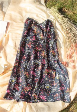 Floral Satin Slip Skirt