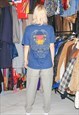VINTAGE 90S CLASSIC PRINT T-SHIRT IN NEUTRAL BLUE