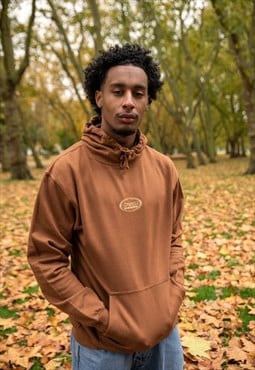 Hoodie in Mocha Brown With Oval Logo Embroidery