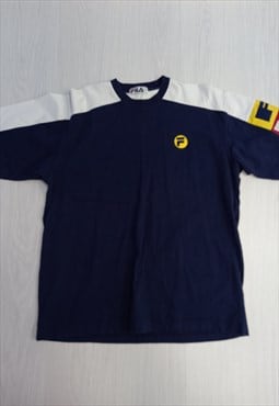 00's T-Shirt Colourblock Short Sleeve Navy Blue 