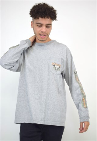 VINTAGE 90S HARLEY DAVIDSON GREY LONG SLEEVE