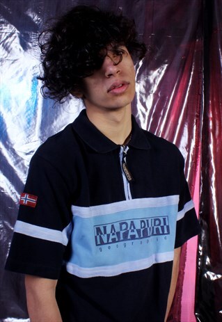 VINTAGE NAPAPIJRI NAVY AND BLUE POLO SHIRT