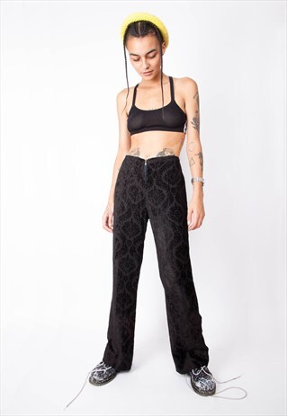 VINTAGE 90S VELVET FLORAL TROUSERS