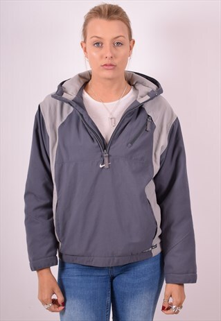 NIKE WOMENS VINTAGE PULLOVER JACKET LARGE GREY 90S
