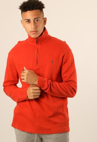 VINTAGE RALPH LAUREN EMBROIDERED LOGO 1/4 ZIP SWEATSHIRT