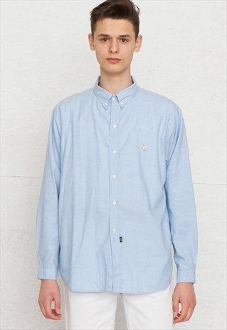 VINTAGE LIGHT BLUE RALPH LAUREN LONG SLEEVE COTTON SHIRT