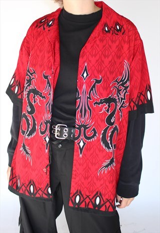 90S DRAGON KOREAN UNISEX BUTTON UP