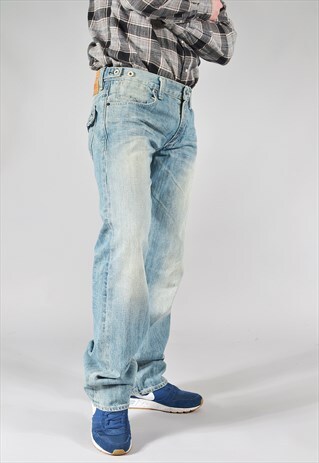 VINTAGE LEVI'S 559 LIGHT BLUE FADED CINCHED RELAXED JEANS