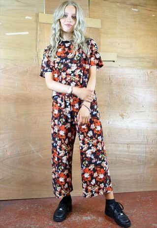 PRINT CROP PANTS AND TOP CO-ORDINATES