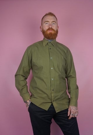 VINTAGE 1990S MILITARY GREEN SHIRT