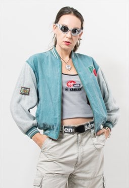 Vintage 90's bomber denim jacket women size XXS/XS