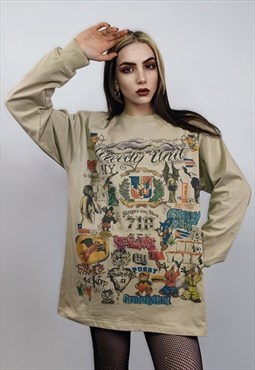  Pop art sweatshirt retro top thin cartoon jumper gamer tee 