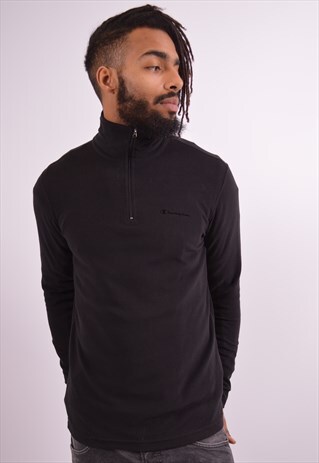 CHAMPION MENS VINTAGE FLEECE JUMPER MEDIUM BLACK 90S