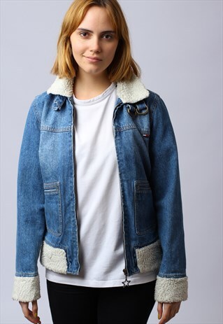 VINTAGE 90S TOMMY HILFIGER SHERPA DENIM JACKET