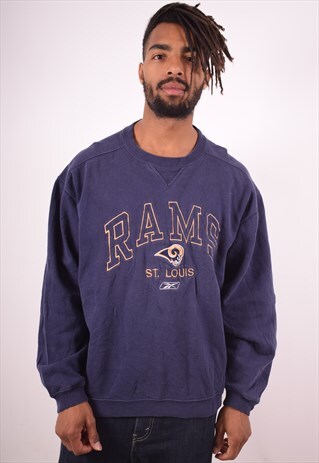REEBOK MENS VINTAGE RAMS SWEATSHIRT JUMPER LARGE BLUE 90S