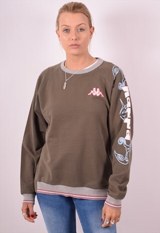KAPPA WOMENS VINTAGE SWEATSHIRT JUMPER MEDIUM GREEN 90S