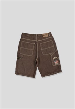 Vintage 90s Avirex Embroidered Denim Shorts in Brown