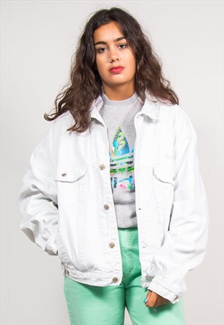 90'S VINTAGE DIESEL OVERSIZE WHITE DENIM JACKET
