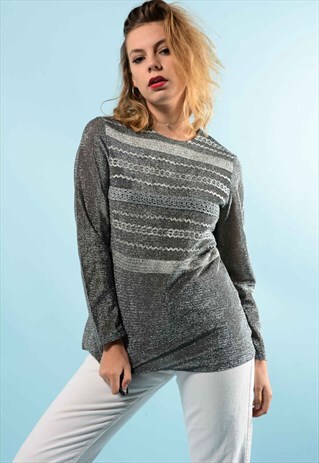 VINTAGE SILVER RIBBON DETAIL TOP