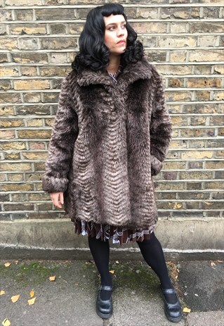 BROWN FAUX FUR COAT
