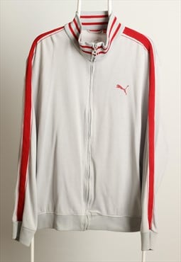 Vintage Puma Sportswear Track Jacket Logo Grey Red