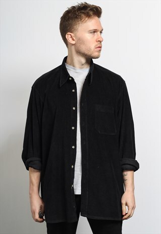 VINTAGE CORDUROY CORD SHIRT BLACK