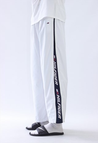 VINTAGE MENS TOMMY HILFIGER BIG LOGO STRIPES TEAM SUIT PANTS
