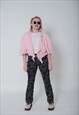 VINTAGE 60S CHIC KNITTED CHRUG BOLERO TOP IN PINK M/L