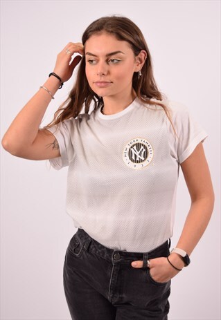 VINTAGE MAJESTIC NY T-SHIRT TOP WHITE