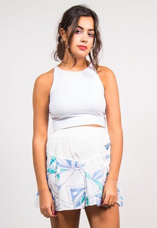90'S VINTAGE WHITE CRAZY PATTERN REEBOK TENNIS SKIRT