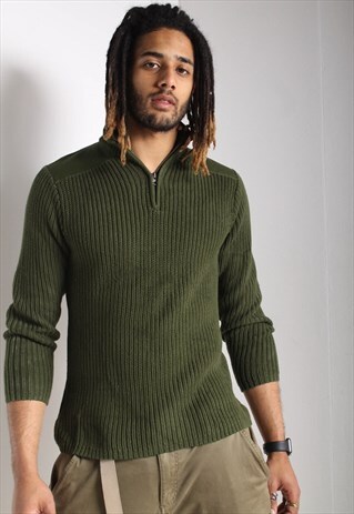 VINTAGE TOMMY HILFIGER RIB KNIT JUMPER GREEN (RL)