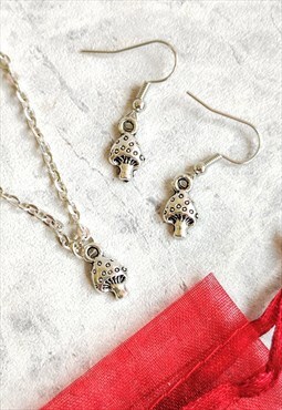Mini Magic Mushroom Necklace and Earring Set