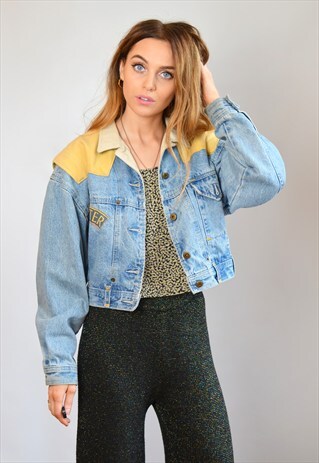 VINTAGE 90S LIGHT BLUE CROPPED DENIM JACKET