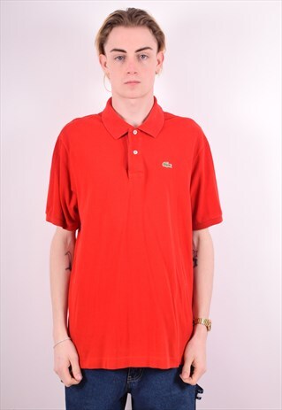 LACOSTE MENS VINTAGE POLO SHIRT XL RED 90S