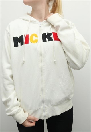 DISNEY - WHITE MICKEY ZIP UP JUMPER - LARGE